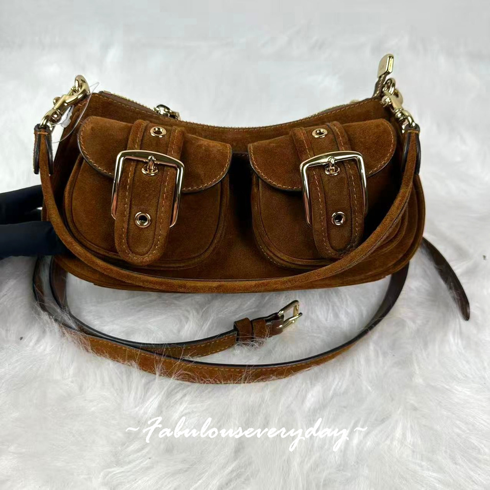 Coach Ashton Shoulder Bag Crossbody In Suede/Gold/Warm Brown CEZ37 NWT